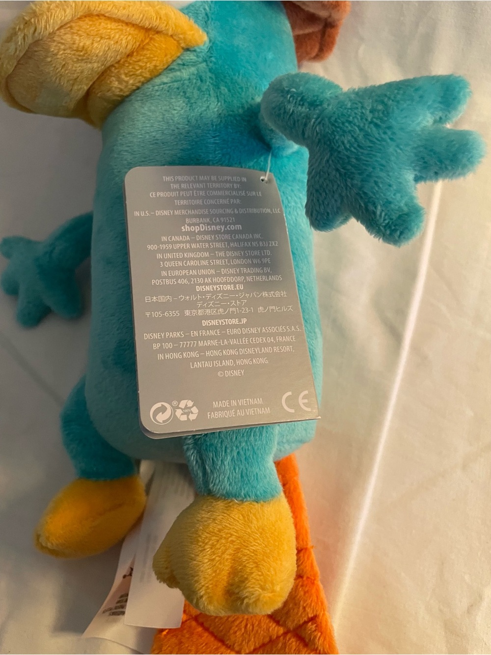 NWT Vintage Disney Plush Perry Platypus in Teal with Yellow and Orange Accents - Picture 5 of 12